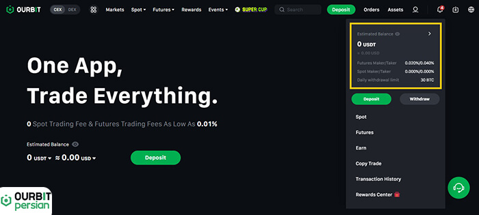 کیف پول یا Wallet اوربیت
