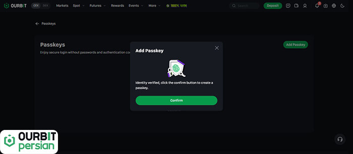 دکمه Confirm برای تایید پس کی