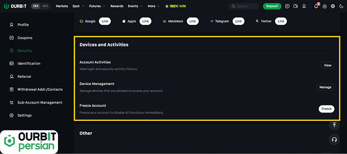 مدیریت دستگاهها و فعالیتها (Devices and Activities)