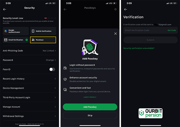 فعالسازی پسکیها (Passkeys)